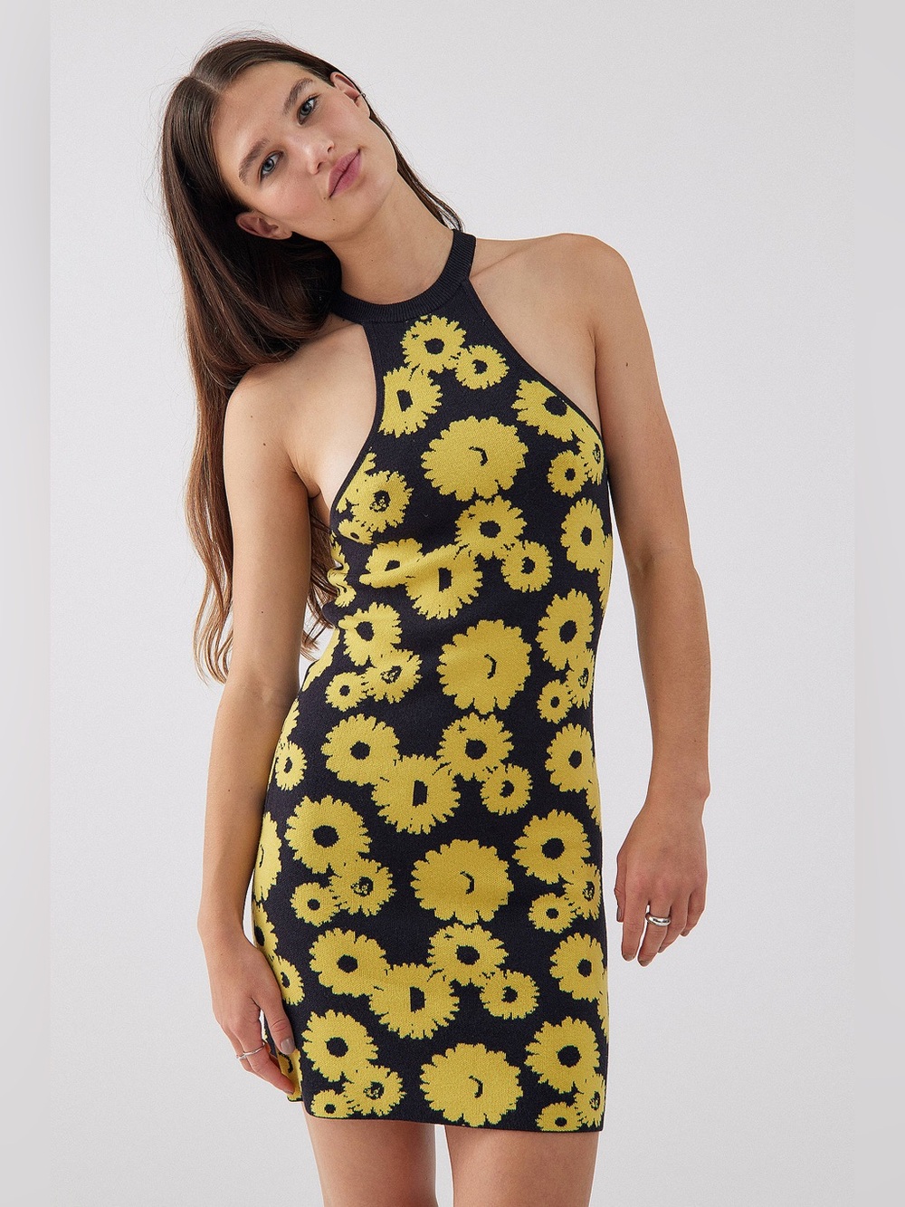 NWT - Urban Outfitters Charlie Sunflower Knit Mini Dress